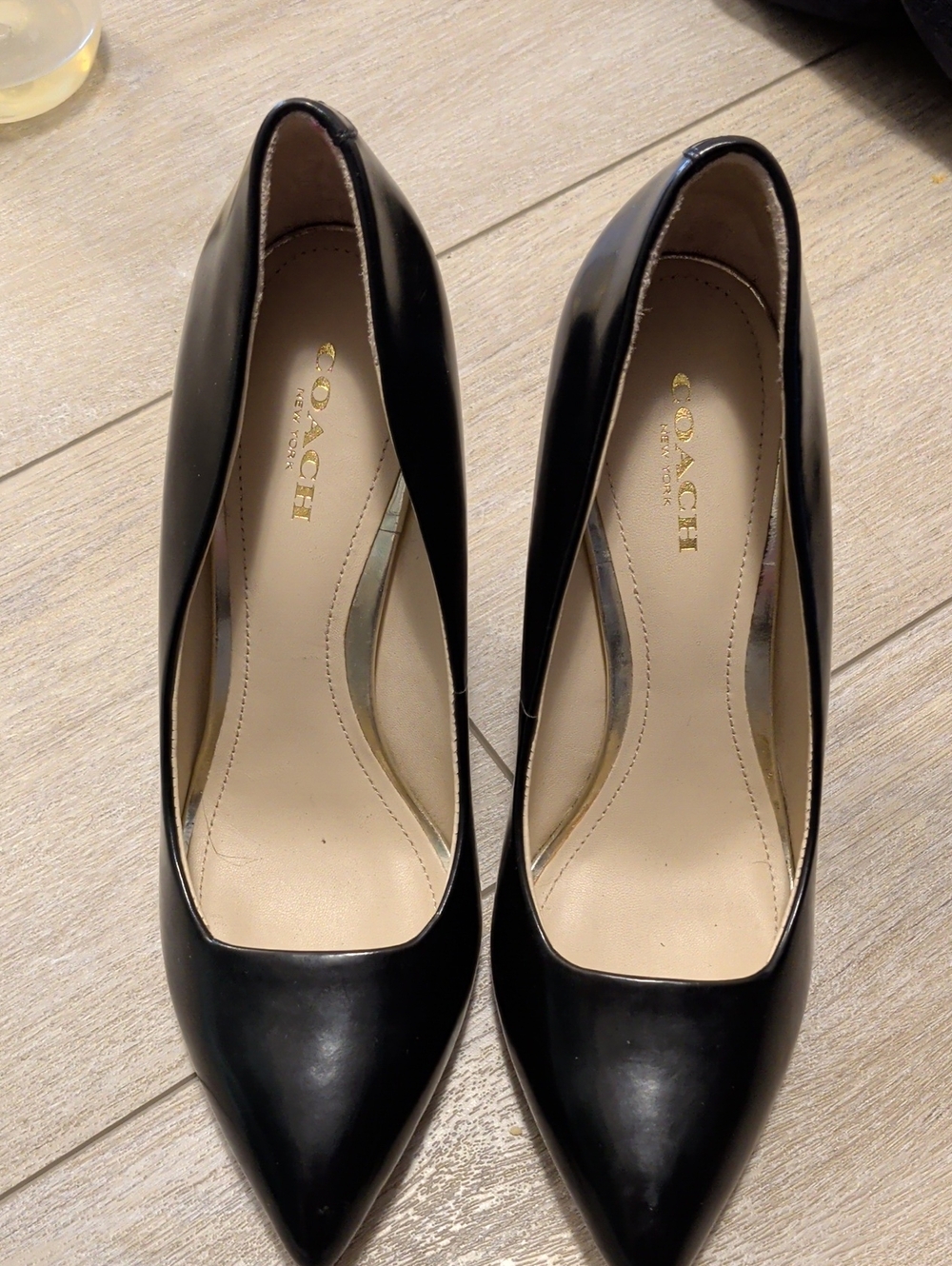Coach Black Pointed-Toe Leather Heels